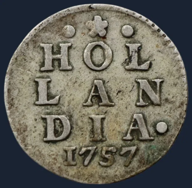 2 Stuiver 1757 Holland - dubbele wapenstuiver 1757
