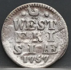 2 Stuiver 1757 — West-Friesland Zilver voorzijde