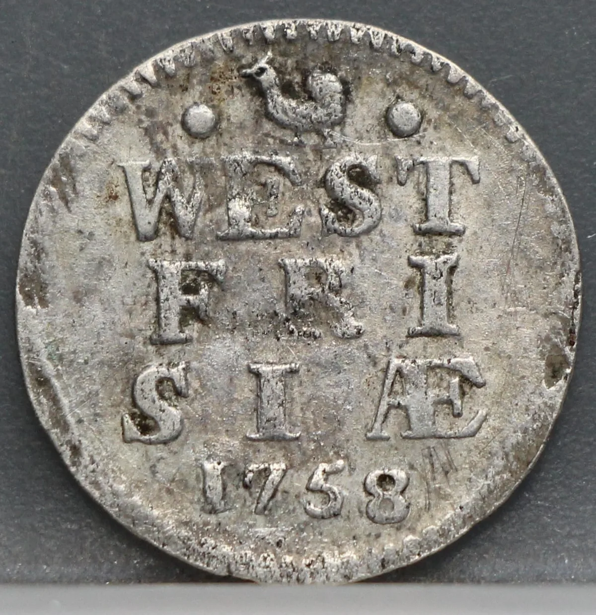 2 Stuiver 1758 — Dubbele Wapenstuiver West-Friesland Zilver voorzijde