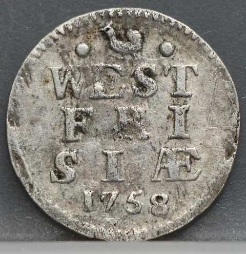 2 Stuiver 1758 — Dubbele Wapenstuiver West-Friesland Zilver