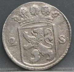 2 Stuiver 1758 Holland — Dubbele Wapenstuiver achterzijde