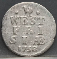 2 Stuiver 1758 West-Friesland — Dubbele Wapenstuiver voorzijde, Zilver