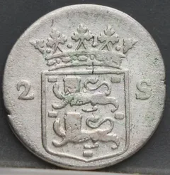 2 Stuiver 1758 West-Friesland — Dubbele Wapenstuiver achterzijde, Zilver