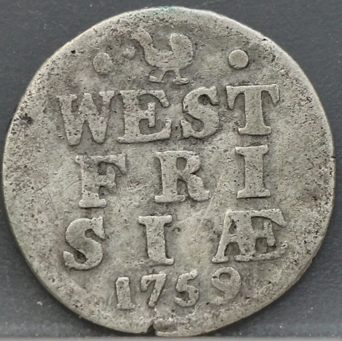 2 Stuiver 1759 — Dubbele Wapenstuiver West-Friesland Zilver voorzijde
