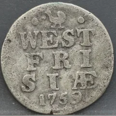 2 Stuiver 1759 — Dubbele Wapenstuiver West-Friesland Zilver voorzijde