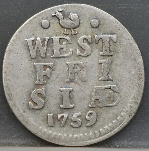 2 Stuiver 1759 — Dubbele Wapenstuiver West-Friesland Zilver