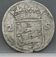 2 Stuiver 1759 — Dubbele Wapenstuiver West-Friesland Zilver achterzijde