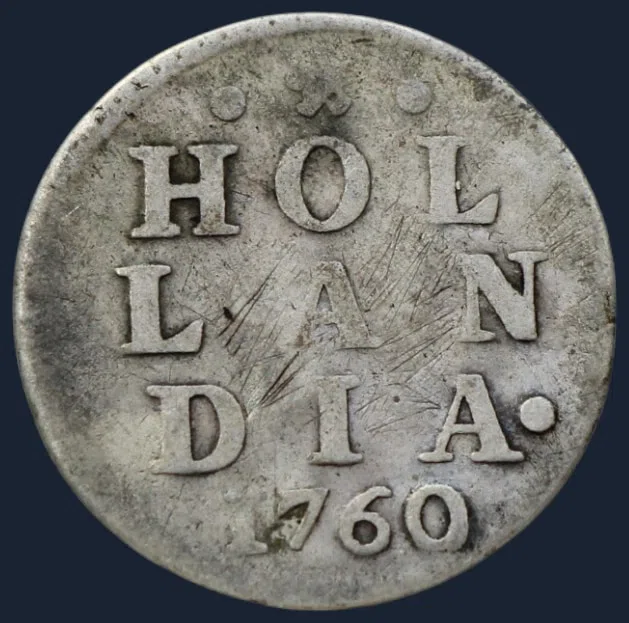 2 Stuiver 1760 Holland - dubbele wapenstuiver 1760