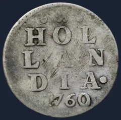 2 Stuiver 1760 Holland - dubbele wapenstuiver 1760