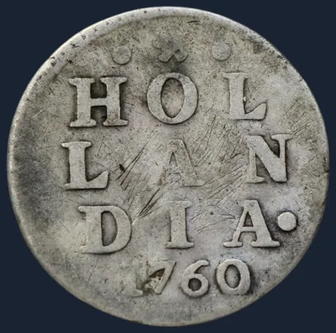 2 Stuiver 1760 Holland - dubbele wapenstuiver 1760