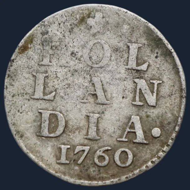 2 Stuiver 1760 Holland - dubbele wapenstuiver 1760