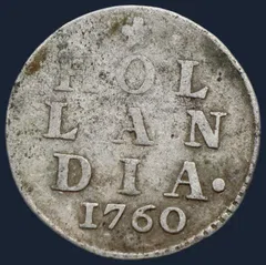 2 Stuiver 1760 Holland - dubbele wapenstuiver 1760