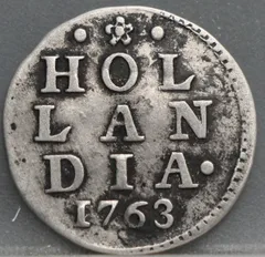 2 Stuiver 1763 Holland — Dubbele Wapenstuiver voorzijde