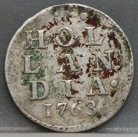 2 Stuiver 1763 Holland — Dubbele Wapenstuiver
