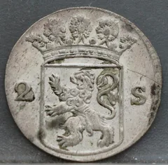 2 Stuiver 1763 Holland — Dubbele Wapenstuiver achterzijde