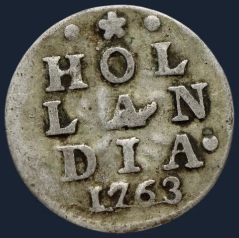 2 Stuiver 1763 Holland — Dubbele Wapenstuiver