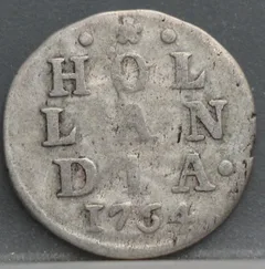 2 Stuiver 1764 Holland — Dubbele Wapenstuiver voorzijde