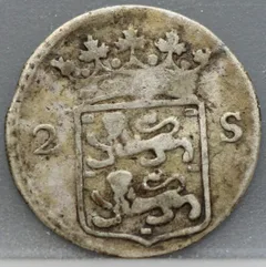 2 Stuiver 1765 — Dubbele Wapenstuiver West-Friesland achterzijde, zilver