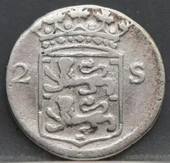 2 Stuiver 1766 — Dubbele Wapenstuiver West-Friesland achterzijde, Zilver