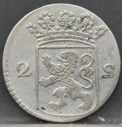 2 Stuiver 1766 Holland achterzijde