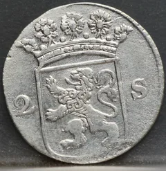 2 Stuiver 1766 Holland achterzijde