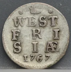 2 Stuiver 1767 — Dubbele Wapenstuiver West-Friesland Zilver voorzijde