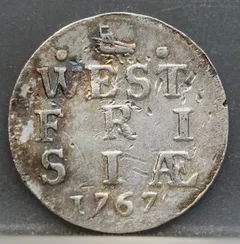 2 Stuiver 1767 — Dubbele Wapenstuiver West-Friesland Zilver voorzijde
