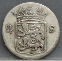 2 Stuiver 1767 — Dubbele Wapenstuiver West-Friesland Zilver achterzijde