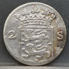 2 Stuiver 1767 — Dubbele Wapenstuiver West-Friesland Zilver achterzijde