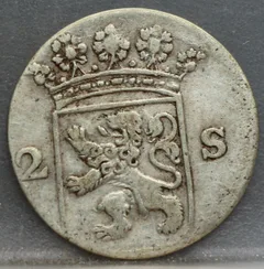 2 Stuiver 1768 over 1761 Holland – Overslag achterzijde