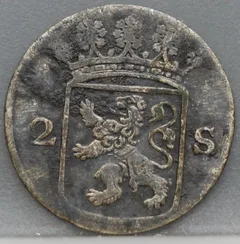 2 Stuiver 1774 Holland — Dubbele Wapenstuiver achterzijde