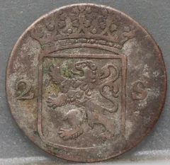 2 Stuiver 1774 Holland — Dubbele Wapenstuiver Zilver achterzijde