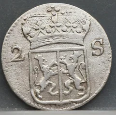 2 Stuiver 1785 — Dubbele Wapenstuiver Gelderland achterzijde