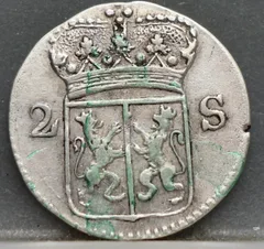 2 Stuiver 1785 — Dubbele Wapenstuiver Gelderland achterzijde