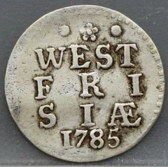 2 Stuiver 1785 — Dubbele Wapenstuiver West Friesland Zilver voorzijde