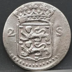 2 Stuiver 1785 West-Friesland Zilver achterzijde