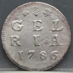 2 Stuiver 1786 – Dubbele Wapenstuiver Gelderland voorzijde