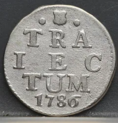 2 Stuiver 1786 — Dubbele Wapenstuiver Utrecht voorzijde