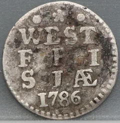 2 Stuiver 1786 West-Friesland Zilver voorzijde