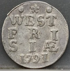2 Stuiver 1791 West-Friesland Zilver voorzijde