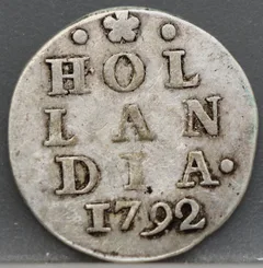 2 Stuiver 1792 — Dubbele Wapenstuiver Holland voorzijde