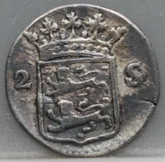 2 Stuiver 1794 — Dubbele Wapenstuiver West-Friesland achterzijde
