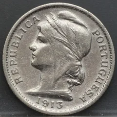 20 Centavos 1913 Portugal Zilver voorzijde