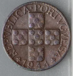 20 Centavos 1944 Portugal — Brons voorzijde