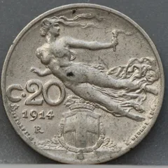 20 Centesimi 1914 Italië — Nikkel voorzijde