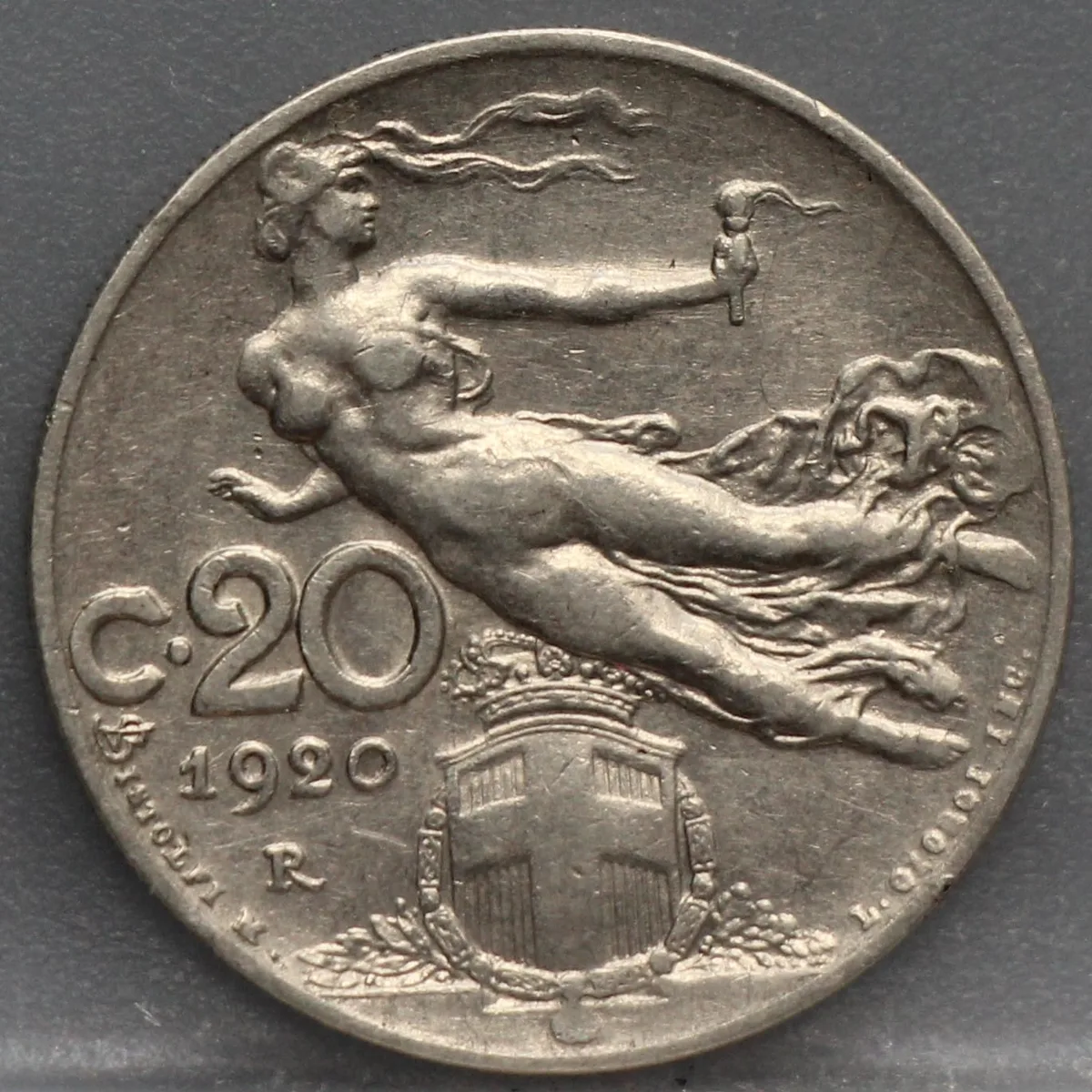 20 Centesimi 1920 Italië — Nikkel voorzijde