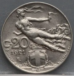 20 Centesimi 1921 Italië Nikkel voorzijde