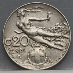 20 Centesimi 1921 Italië — Nikkel voorzijde