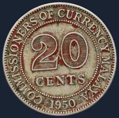 20 Cents 1950 Malaya