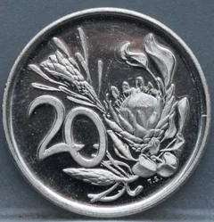 20 Cents 1974 Zuid-Afrika — Nikkel voorzijde